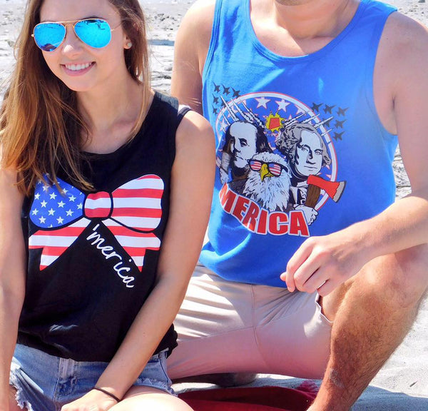 Ladies 'Merica Bow' Tank Top