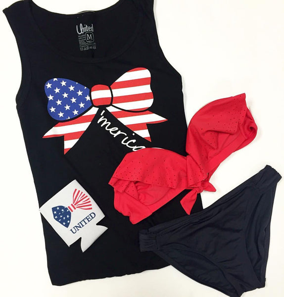 Ladies 'Merica Bow' Tank Top