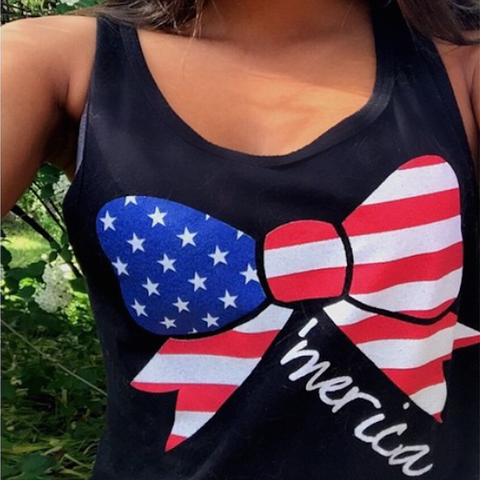 Ladies 'Merica Bow' Tank Top