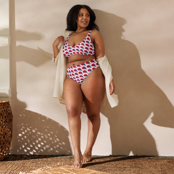 'Patriotic Kiss' Recycled high-waisted Bikini