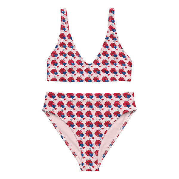 'Patriotic Kiss' Recycled high-waisted Bikini