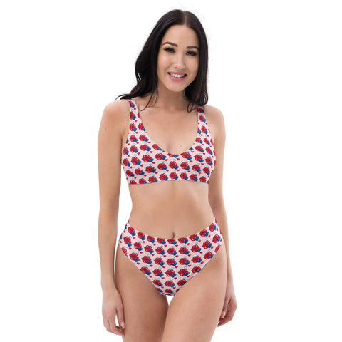 'Patriotic Kiss' Recycled high-waisted Bikini