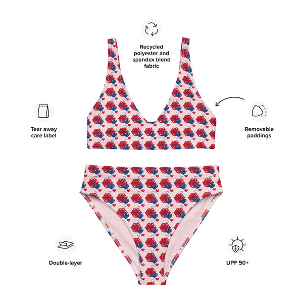 'Patriotic Kiss' Recycled high-waisted Bikini
