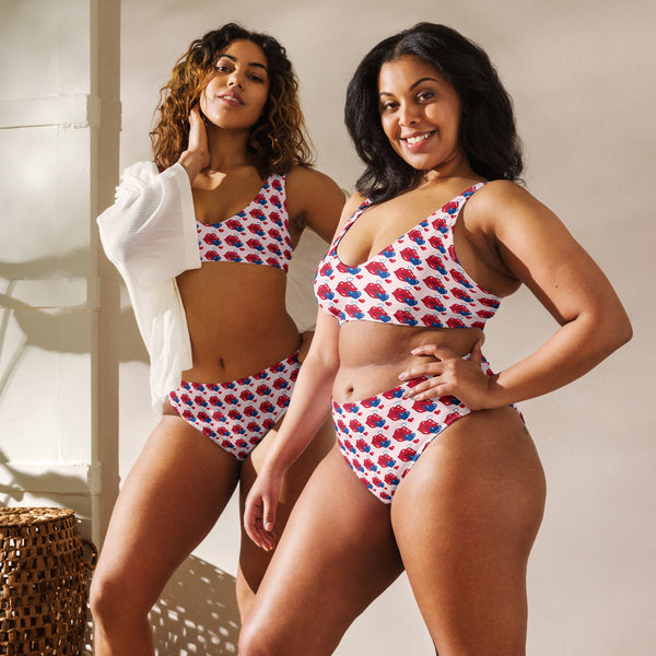 'Patriotic Kiss' Recycled high-waisted Bikini