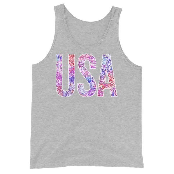 Floral Pattern 'USA' Tank Top