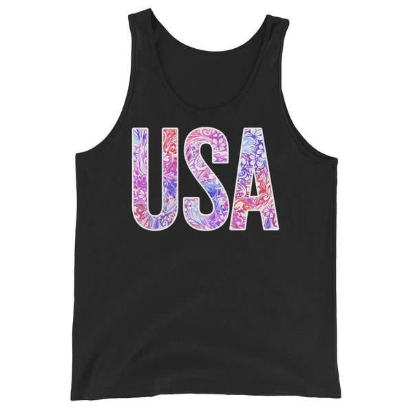Floral Pattern 'USA' Tank Top