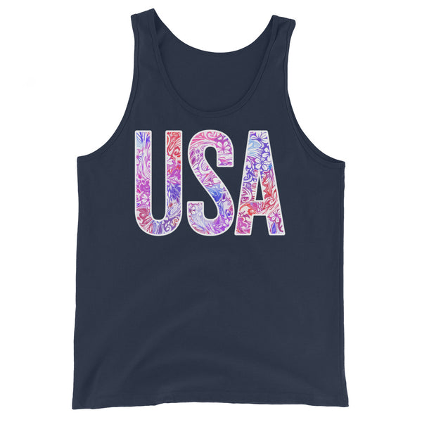 Floral Pattern 'USA' Tank Top