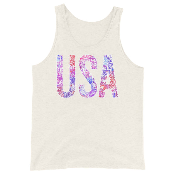 Floral Pattern 'USA' Tank Top