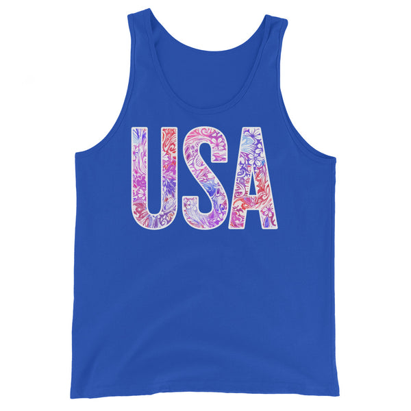 Floral Pattern 'USA' Tank Top