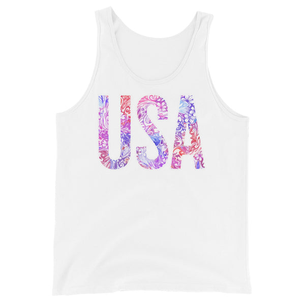 Floral Pattern 'USA' Tank Top