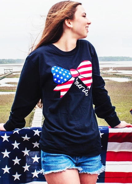 American Flag Bow Long Sleeve