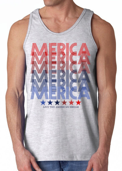 Ash Grey Retro American Pride Tank Top- United Tees