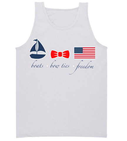 Preppy Nautical American Tank Top- Boats, Bow ties & Freedom