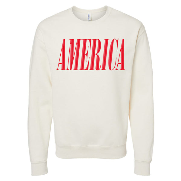 'America' Puff Design Crewneck Sweatshirt