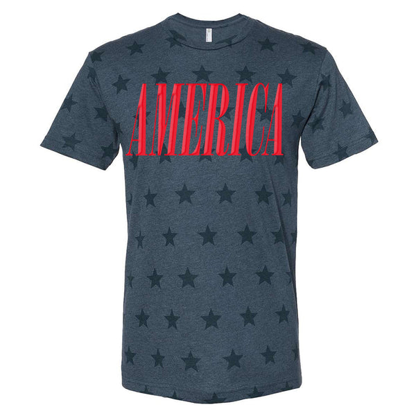 'America' Puff Design Stars T-Shirt