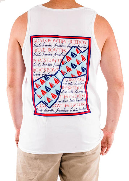 guys boats bow ties freedom patriotic america tank top