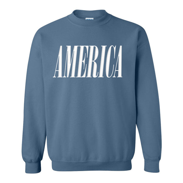 'America' Puff Design Crewneck Sweatshirt
