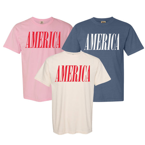 'America' Puff Design T-Shirt