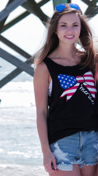 Merica Bow Tank Top- United Tees