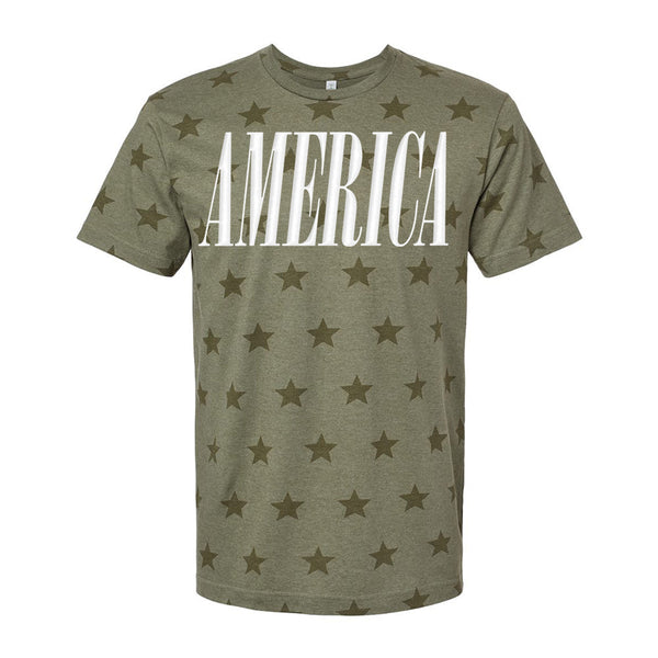 'America' Puff Design Stars T-Shirt