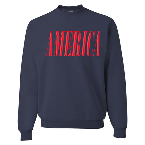 'America' Puff Design Crewneck Sweatshirt