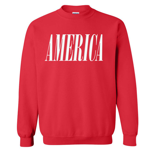'America' Puff Design Crewneck Sweatshirt