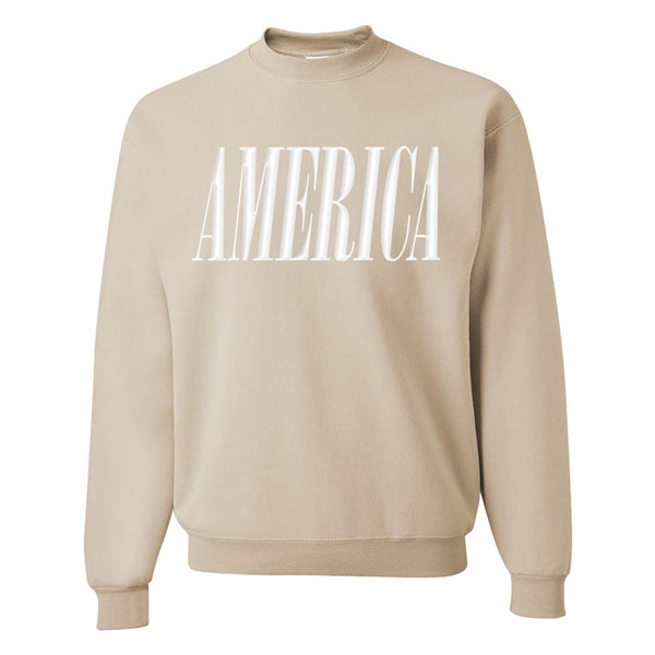 'America' Puff Design Crewneck Sweatshirt