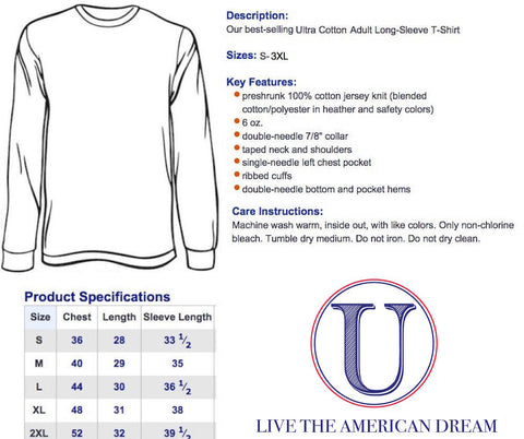 'USA' Floral Pattern Long Sleeve