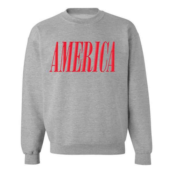 'America' Puff Design Crewneck Sweatshirt