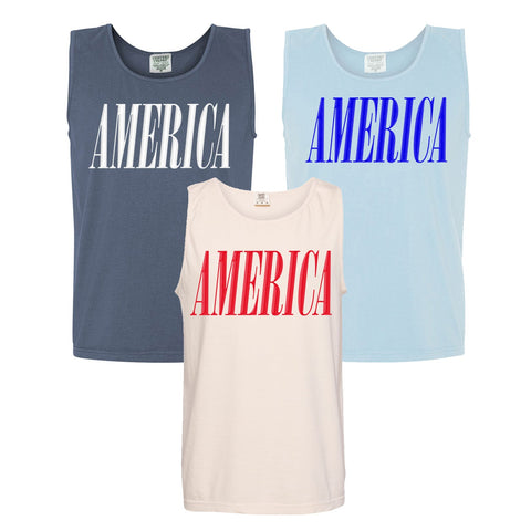 'America' Puff Design Tank Top