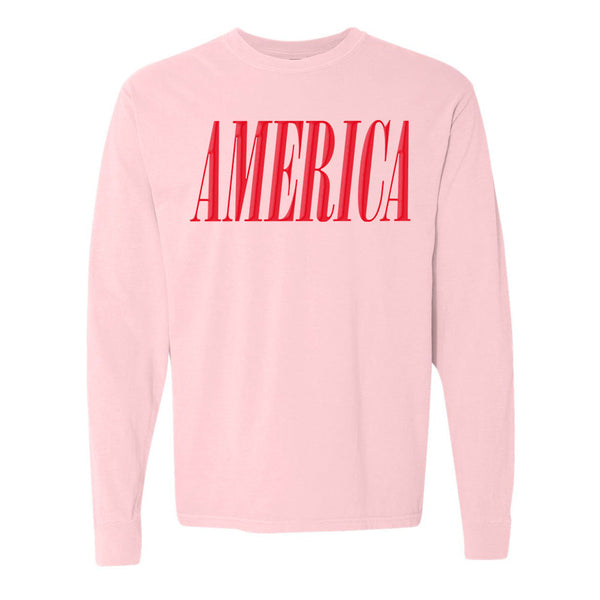 'America' Puff Design Long Sleeve T-Shirt