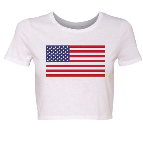 American Flag 4th of July Crop Top