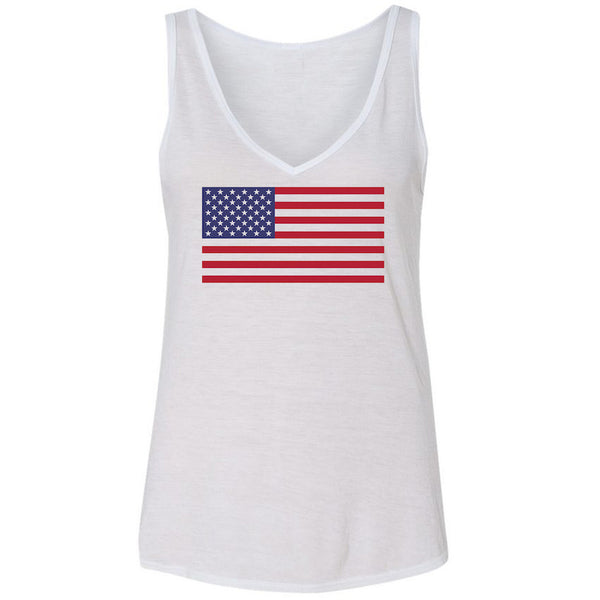 Ladies 4th of July Vneck Tank- American Flag