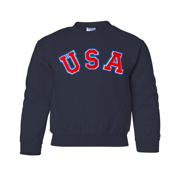 Kids USA Letter Patch Crewneck Sweatshirt