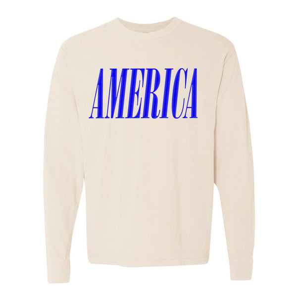 'America' Puff Design Long Sleeve T-Shirt