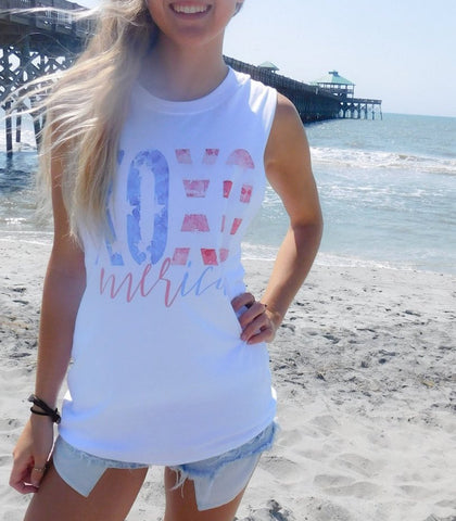 Cute 4th of July Ladies Muscle Tank