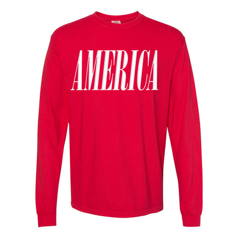 'America' Puff Design Long Sleeve T-Shirt