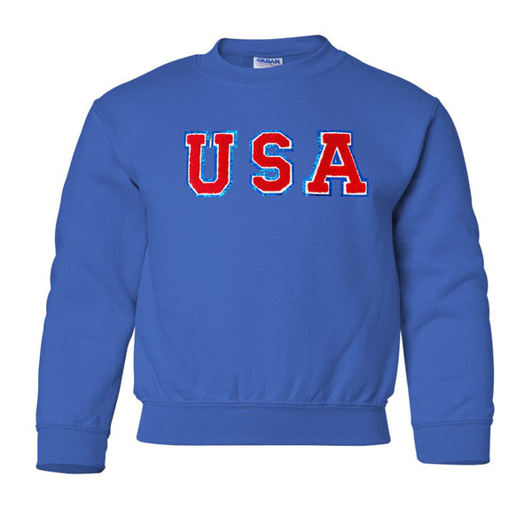 Kids USA Letter Patch Crewneck Sweatshirt