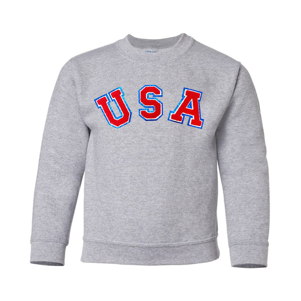Kids USA Letter Patch Crewneck Sweatshirt