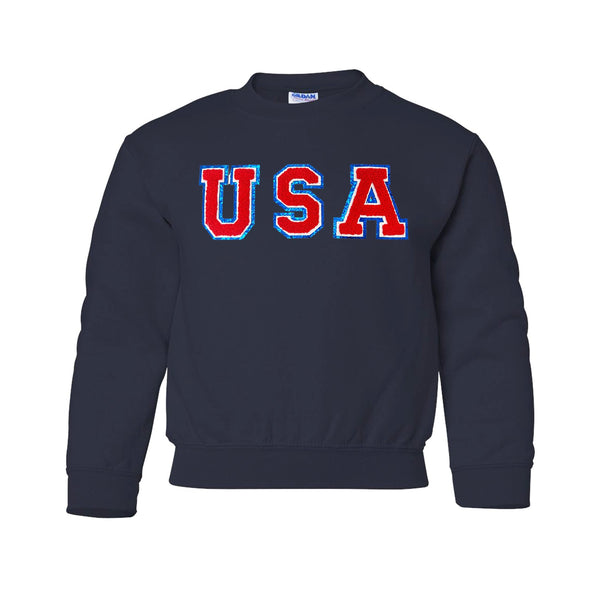 Kids USA Letter Patch Crewneck Sweatshirt