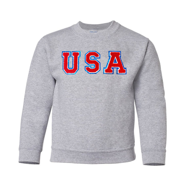 Kids USA Letter Patch Crewneck Sweatshirt