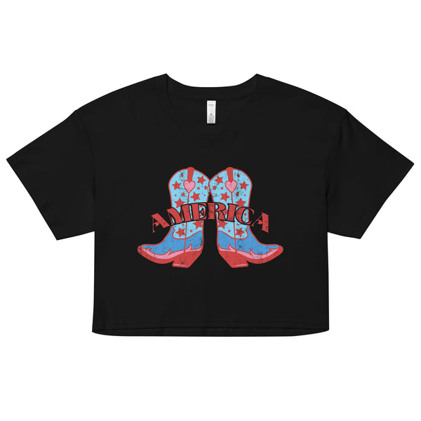 'America Spirit Cowboy Boots' Women's Crop Top