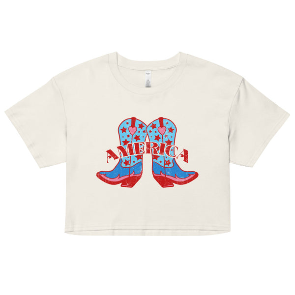 'America Spirit Cowboy Boots' Women's Crop Top
