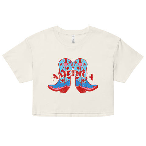 'America Spirit Cowboy Boots' Women's Crop Top