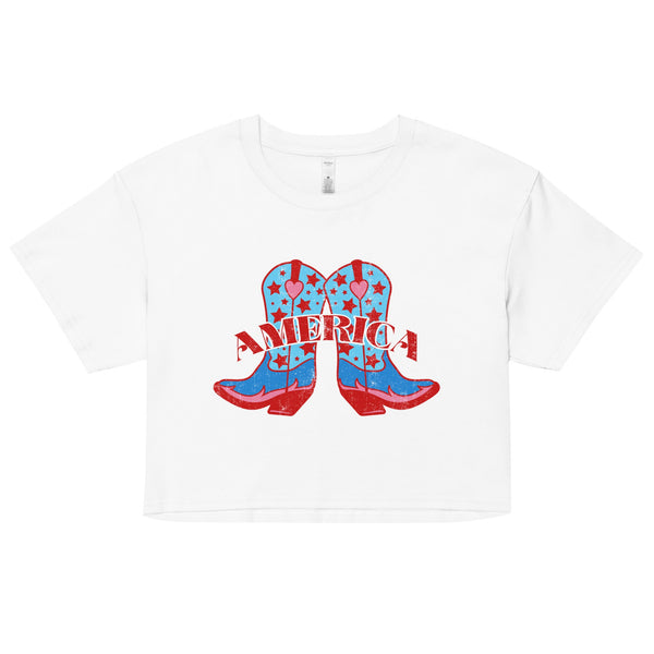 'America Spirit Cowboy Boots' Women's Crop Top