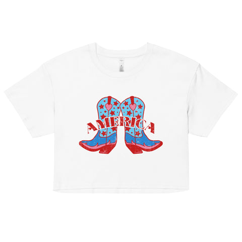 'America Spirit Cowboy Boots' Women's Crop Top